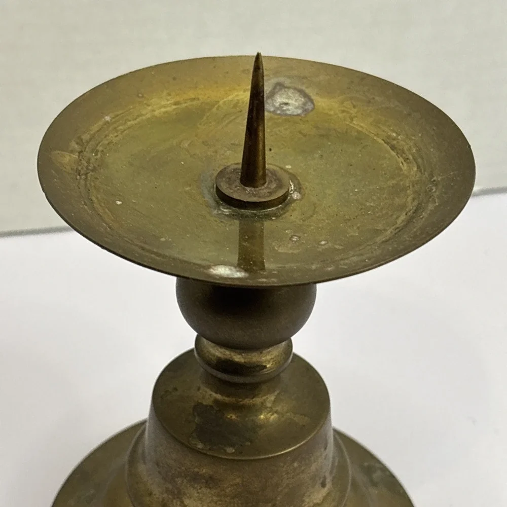 Vintage Brass MCM Candle Stand Brass‎ Pillar Candleholder 5 Inch